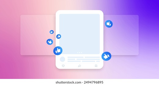 Social media mock up collection. Colorful social media interface.