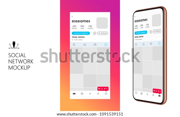 Download Social Media Mockup Design Mobile App Stock Vector Royalty Free 1091539151