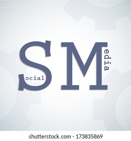 Social media modern concept poster or label for web design background with lines and gears illustration
