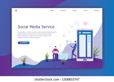 social media modern flat design of landing page