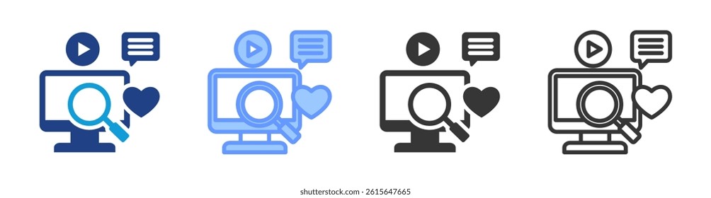 Social Media Monitoring icon set multiple style collection