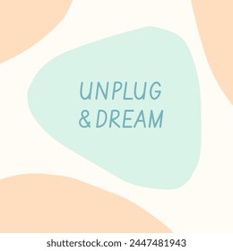 Social media motivational quote template. Pastel blue and peach orange abstract organic shapes inspirational poster background. Minimalist pastel wall art concept, self support quote post cover layout