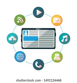 Social media and multimedia icon set, Apps communication digital marketing and internet theme Vector illustration