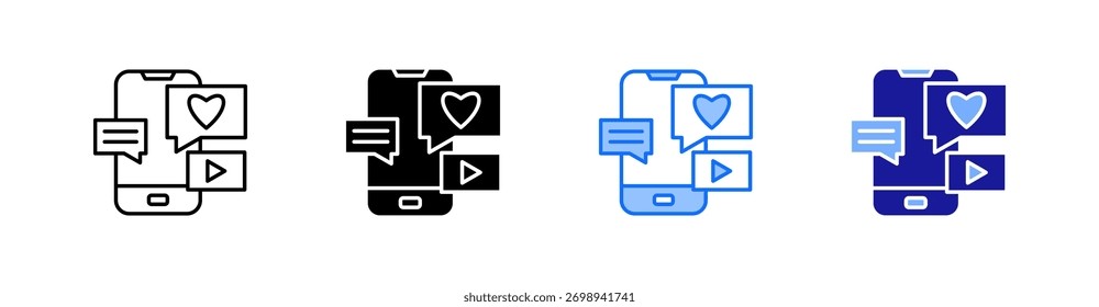 Social Media Multiple Style Icon Set Vector