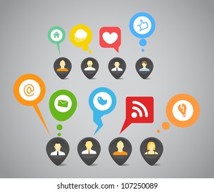 Social media network abstract speech bubbles