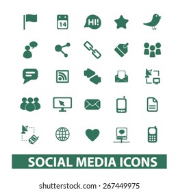social media, network, application, community isolated web icons, signs, illustrations concept design set, vector