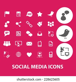 social media, network, blog, community black isolated icons, signs, symbols, illustrations set, vector