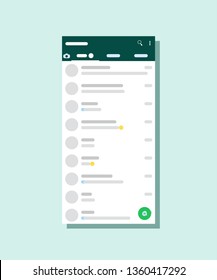 Social media network chat interface frame with flat icons.