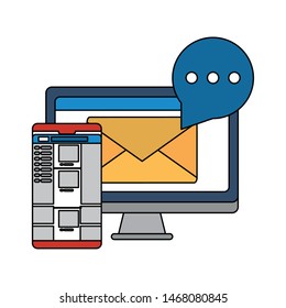 social media network chatting online web icons email concept connection cartoon vector illustration graphic design