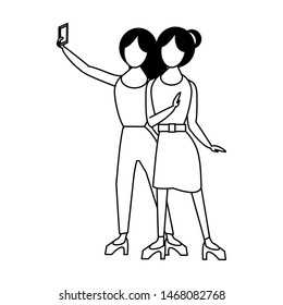 social media network chatting online web connection,women taking selfie with smartphone cartoon vector illustration graphic design