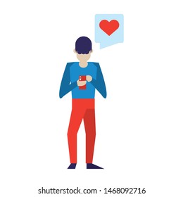 social media network chatting online web connection, man using technology device smartphone cartoon vector illustration graphic design