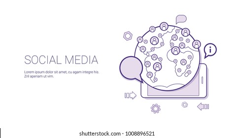 Banner für die Kommunikation über Social Media-Netzwerke mit Vektorgrafik in der "Copy Space Thin Line"