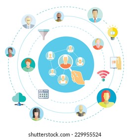 social media, network and communication concept