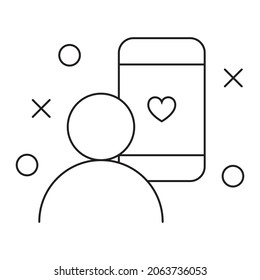 Social media Network Comunication Vector. Black and white. White background. Line drawing.