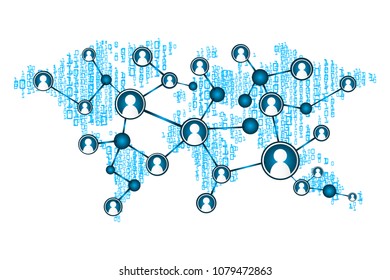 Social media network concept background. design vector illustration with world map. Global mesh communications. Earth, cyber