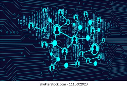 Social media network concept background. design vector illustration with world map. Global mesh communications. Earth, cyber