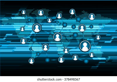 Social media network concept. design vector illustration with social media icons and world map. Global network mesh. Social communications background. blue Earth map