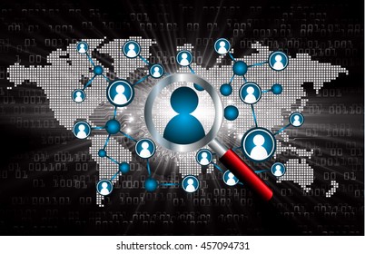Social media network concept. design vector illustration with social media icons and world map. Global network mesh. Social communications background. Earth map. Security