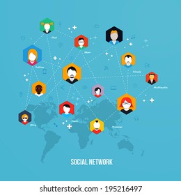 Social Media, Network concept. Flat design. Vector