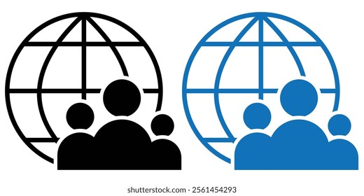 Social media network concept. Globe with people vector. Vector illustration.