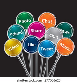 Social media and network concept, group of color signs with social media services.