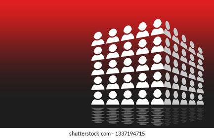 Social media network concept. Human silhouettes in cube shape.