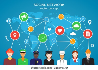 Social media network concept. Vector illustration.