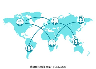 Social media and network connection between people concept. Business global communication with web site profile avatars. Vector