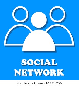 Social media network connection concept on a blue background