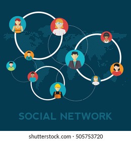 Social media network connection concept. vector illustration