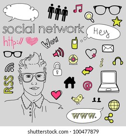 Social media network connection doodles