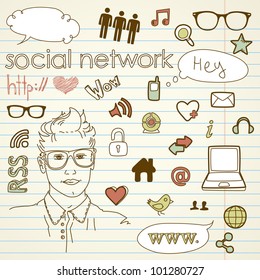 Social media network connection doodles