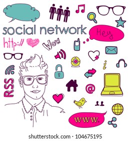 Social media network connection doodles