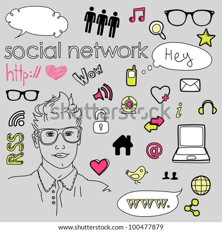 Social media network connection doodles
