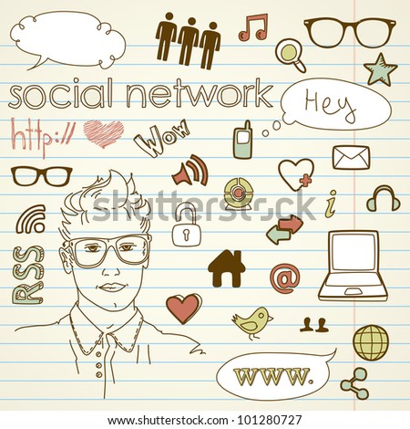 Social media network connection doodles