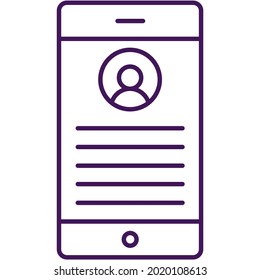 Social media network digital personal account icon flat vector design. Smartphone profile web page outline symbol. Technology and communication