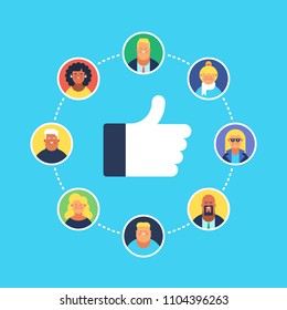 Red de medios sociales. Concepto de Ilustración vectorial moderna de diseño plano.