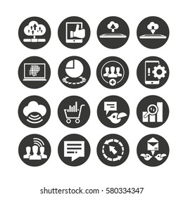 social media and network icon in circle buttons
