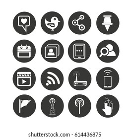 social media and network icon in circle buttons