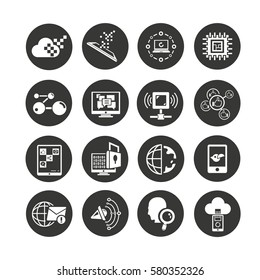 social media and network icon set in circle buttons