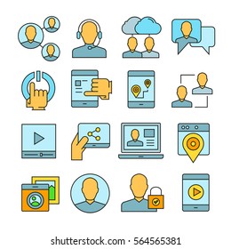 social media and network icons color design