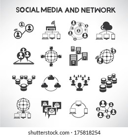 social media and network icons set, information technology