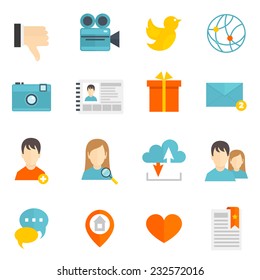 Social media network icons set flat isolated vector illustration