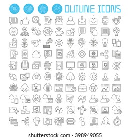 social media, social network icons set, web development icons, outline theme vector icons