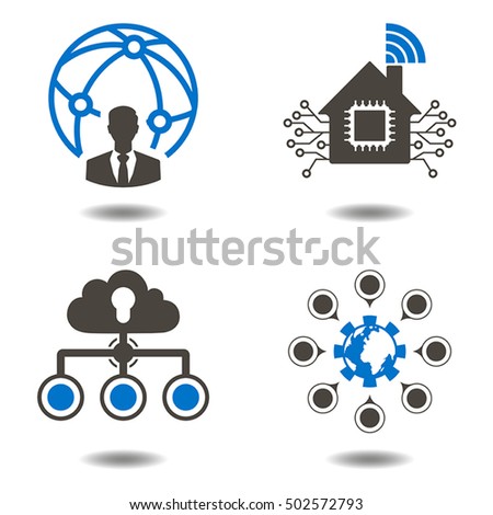 Social media network icons set, people network icon. Data analytic sign. Information technology communication internet of things symbol. Business iot connection networking illustration. Smart home.