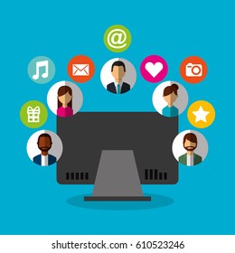 social media network icons vector illustration design