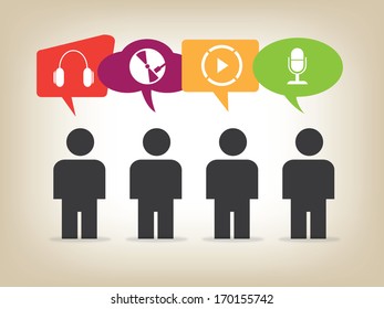 Social Media Network Illustration, Vector, Icon 