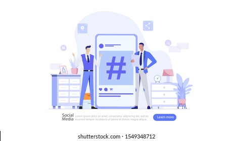 Social Media Network and Influencer Vector Illustration Concept , Suitable for web landing page, ui, mobile app, editorial design, flyer, banner, and other related occasion