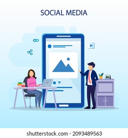 Social Media Network and Influencer Vector Illustration Concept , Flat vector template style Suitable for Web Landing Pages.