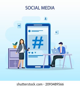 Social Media Network and Influencer Vector Illustration Concept , Flat vector template style Suitable for Web Landing Pages.
